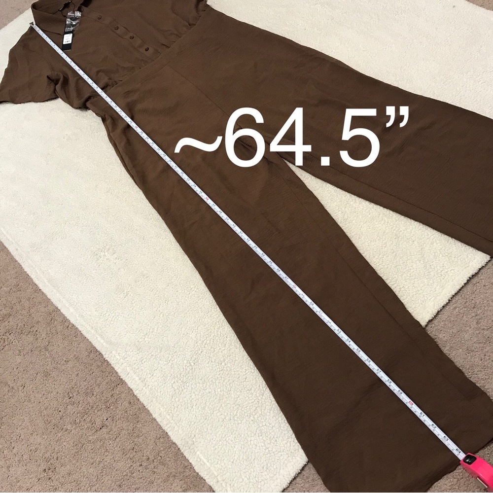 Fashion Nova Wide Leg Jumpsuit Short Sleeve Chocolate Brown Size 1X - Picture 11 of 16